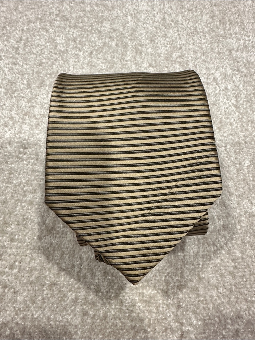 Classic Gold Men's Tie with Black Stripes